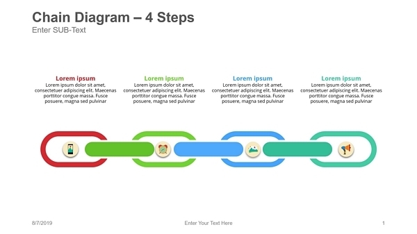 Chain Diagram 4 Steps PowerPoint template editable slides for business process