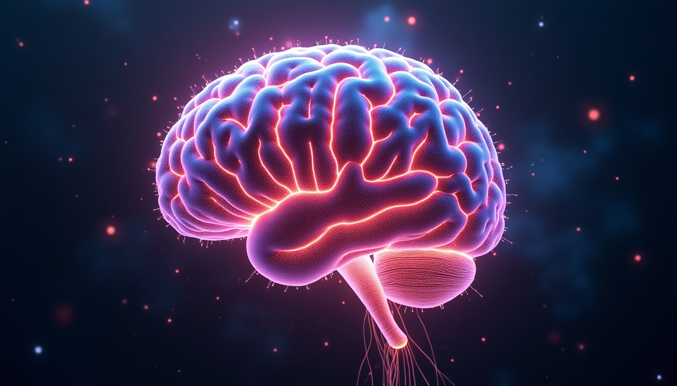 Glowing Human Brain Neural Network AI Concept Illustration