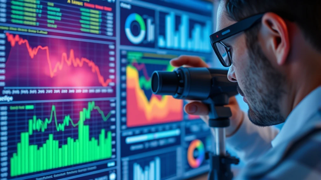 Financial analyst studying stock market data with advanced tools