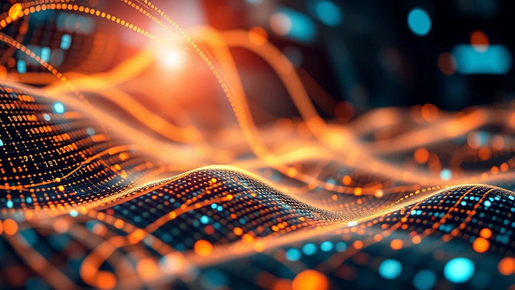 Digital abstract data flow orange glow lines, futuristic science network concept