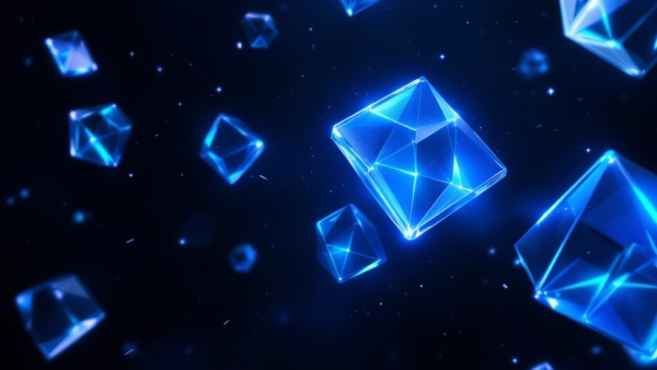Blue geometric shapes background, abstract digital network visualization