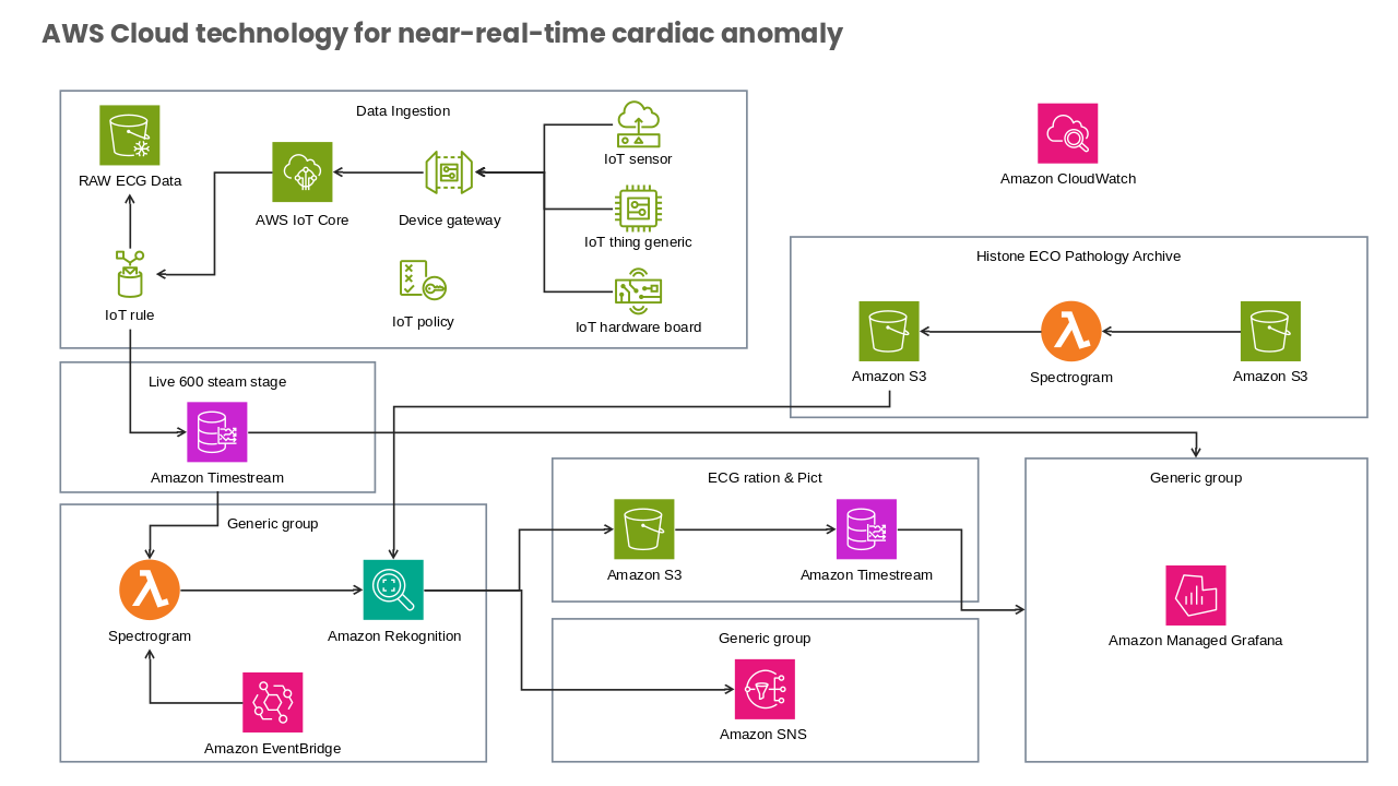 AWS Cloud Technology for Near Real Time Cardiac Anomaly