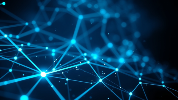 Blue network connections abstract digital background with glowing nodes and lines