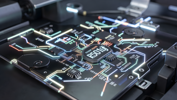 Circuit board glowing tech circuit board close up graphic design