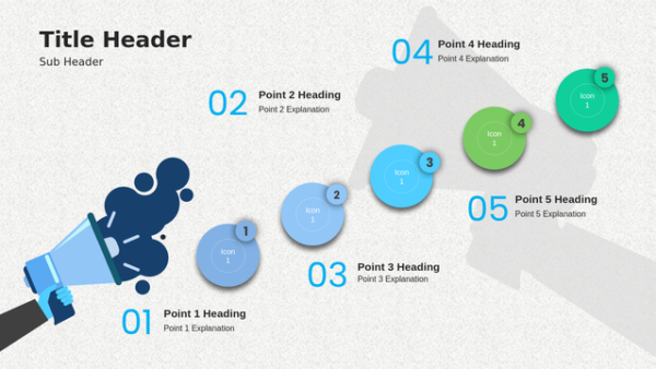 Five-Step Announcement PowerPoint Template with a Radial Diagram Layout