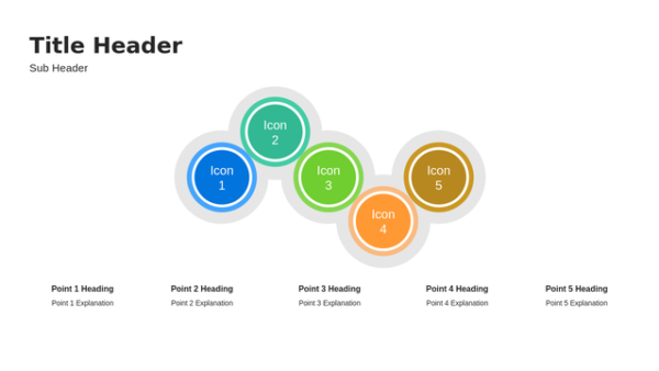 Five-Step Circle Diagram PowerPoint Template with a Clean, Editable Layout