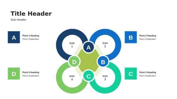 Editable Circle Diagram Four Steps PowerPoint Template for Business Process and Strategy Presentations – Concept Framework