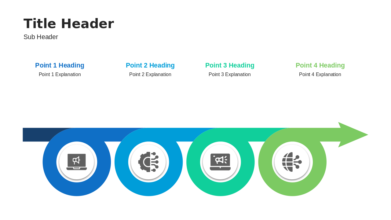 Marketplace Editable Arrow Diagram Four Steps PowerPoint Template for Sequential Process and Roadmap Presentations – Strategy Map