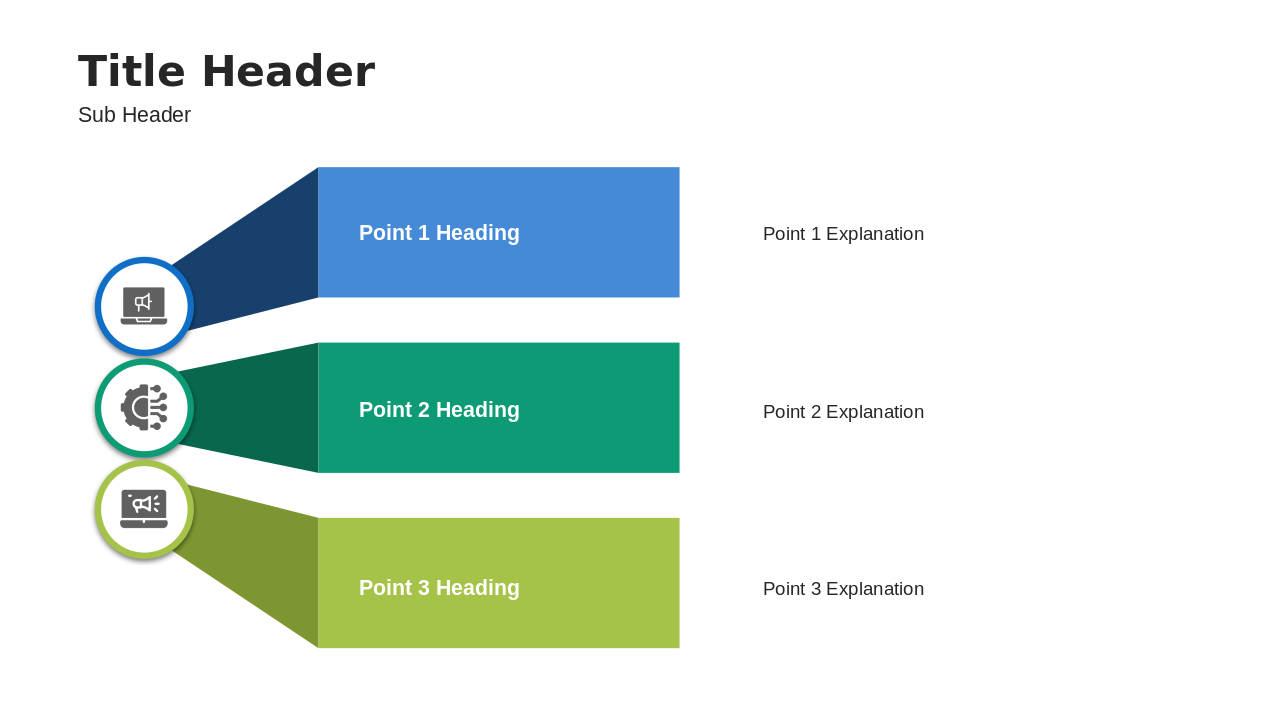 Box Diagram Three Steps PowerPoint Diagram — A Structured Concept Framework Design