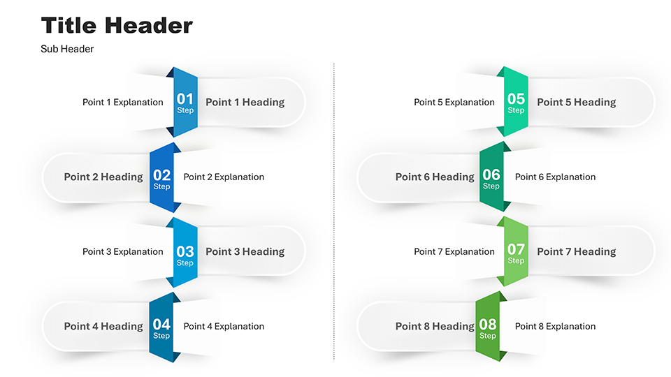 Marketplace Eight-Step Business Analytics Process PowerPoint Template with a Clean, Editable Layout
