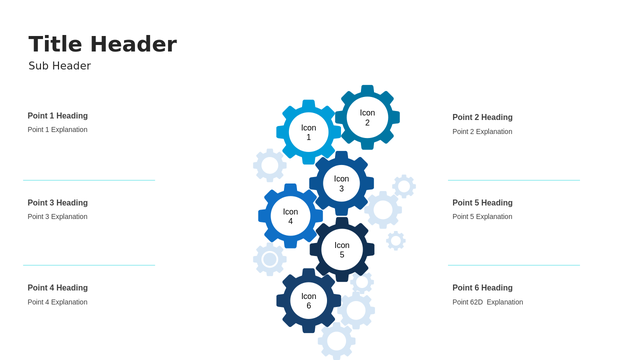 Marketplace Business to Consumer Six Steps PowerPoint Diagram — A Gear-Shaped Diagram Layout – Gear Diagram