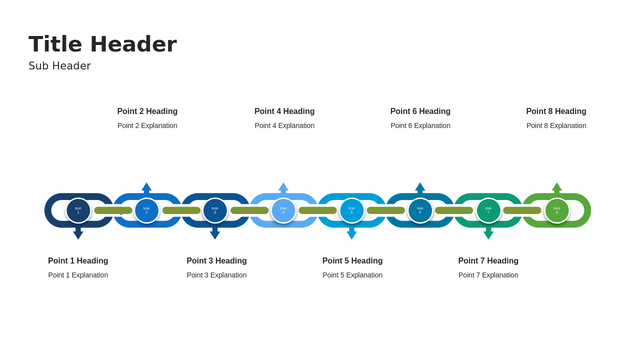 Chain Diagram Eight Steps Presentation Graphic for Connected Process and Workflow Presentations – Visual Layout