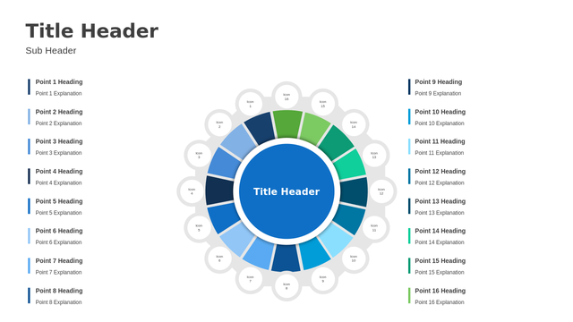 Circle Diagram Sixteen Steps Presentation Graphic for Business Process and Strategy Presentations