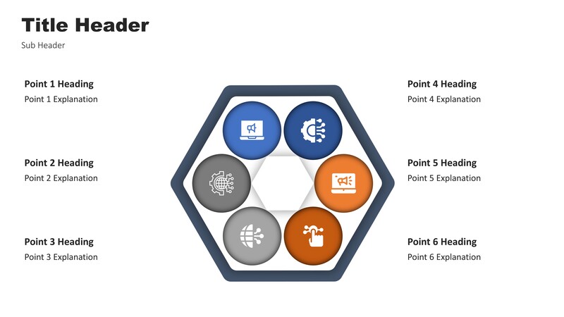Marketplace Six-Step Support Model PowerPoint Template with a Clean, Editable Layout