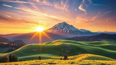 A Snowy Peak at Sunset Second
