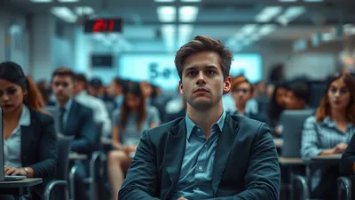 A Young Professional Sitting at Desk Cyclone