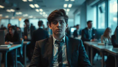 A Young Professional Sitting at Desk