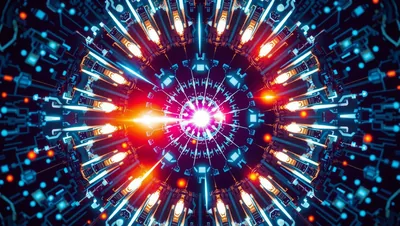 Abstract AI Energy Core Radiating Moonlit