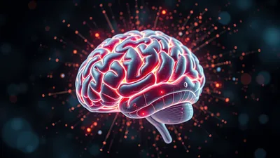 AI Brain with Glass Effect Particles