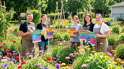 Blog Community Garden Event with Volunteers Helping