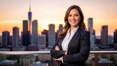 Blog Confident Businesswoman Standing in Front