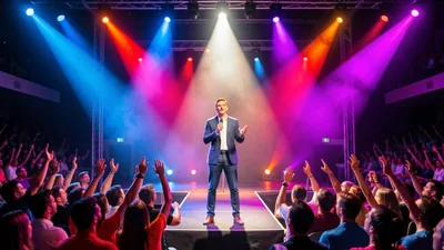Blog Confident Presenter on Stage Addressing