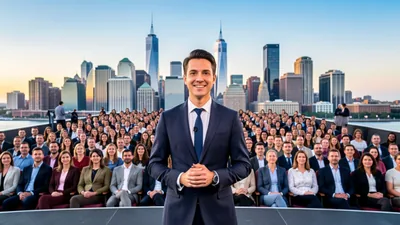Blog Confident Presenter Standing in Front of Crowd