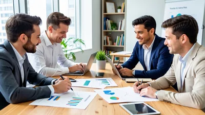 Blog Team of Marketers Reviewing Charts on a Screen