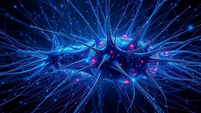 Blue Neural Network Node Cluster