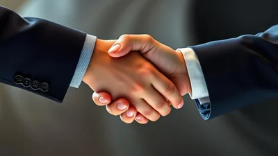 Business Handshake Suit Cuffs Closeup