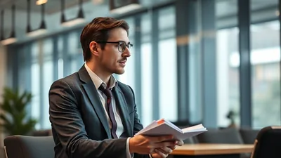 Businessman with Glasses Holding Documents