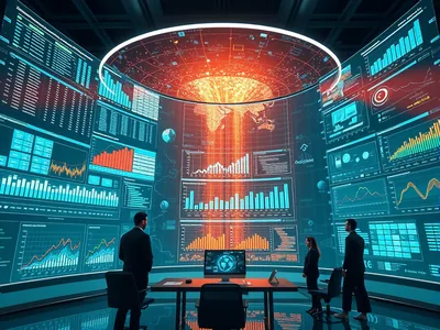 Circular Data Command Center Orange Hologram