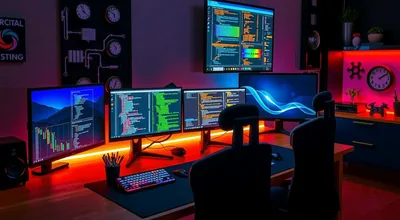 Coding Desk at Night with Ambient Light Dune