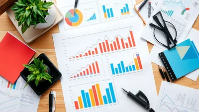 Colorful Bar Charts on Office Desk