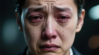 Crying Man Close Up Portrait