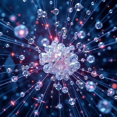 Crystal Molecule Burst Blue Pink