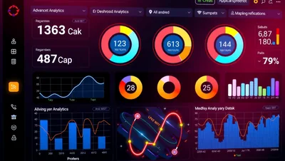 Dark Red Analytics Dashboard Donut Charts