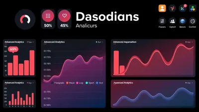 Dark Red Analytics Dashboard UI Charts