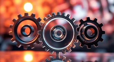 Digital Transparent Gears with Light Sunrise