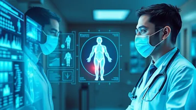 Doctor Viewing Holographic Body Scan Data