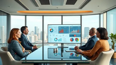 Executives Reviewing Analytics City View