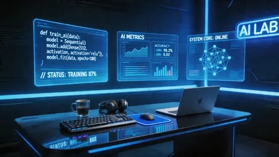 Futuristic AI Developer Working