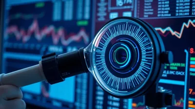Futuristic Lens Scanning Financial Charts