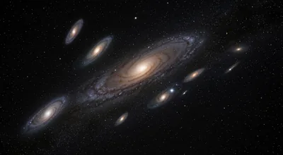 Galaxies Dark Sky with Stars