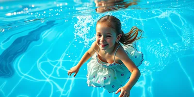 Girl Swimming in Swimming Dress Panther