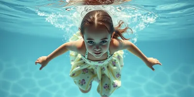 Girl Swimming in Swimming Dress