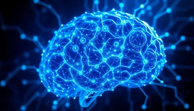 Glowing Blue Neural Network Brain