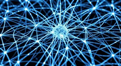 Glowing Blue Neuron Network Closeup