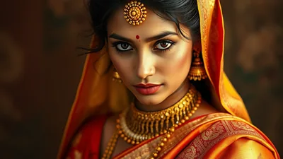 Gold Waring Lady with Saree