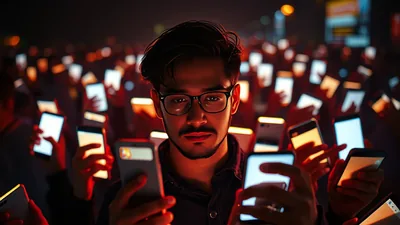 Individual Surrounded by Glowing Lights Charge